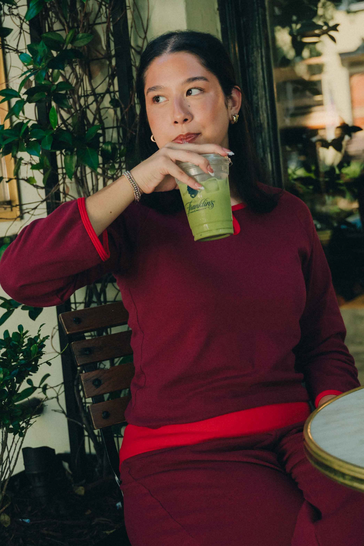 The Emerson three-quarter sleeve top - Berry