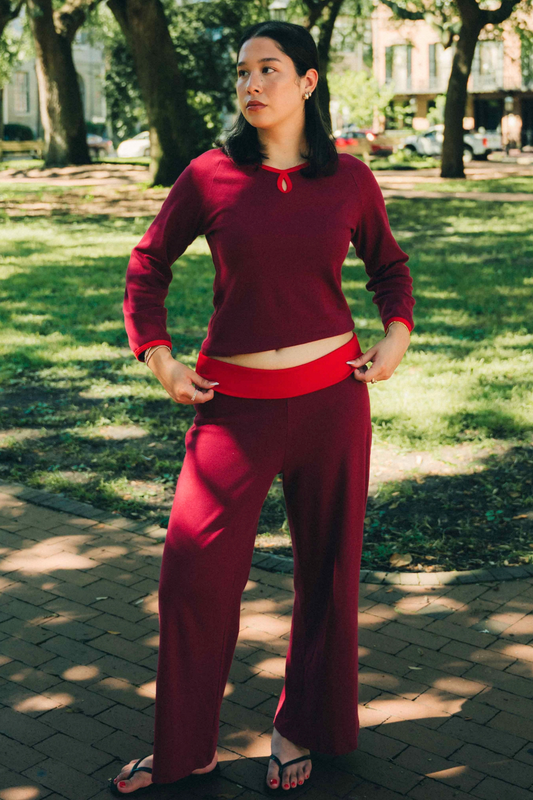 The Emerson cropped pant - Berry