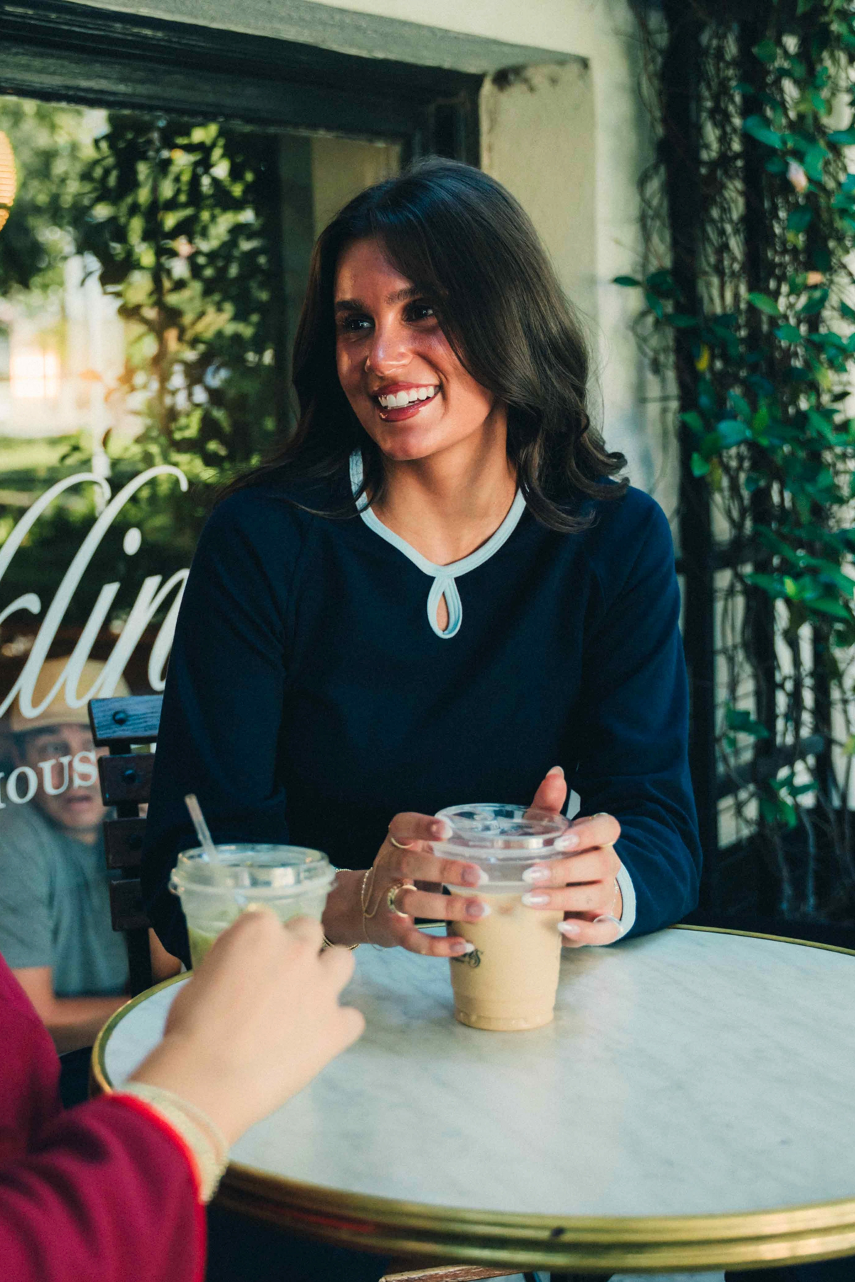The Emerson three-quarter sleeve top - Navy