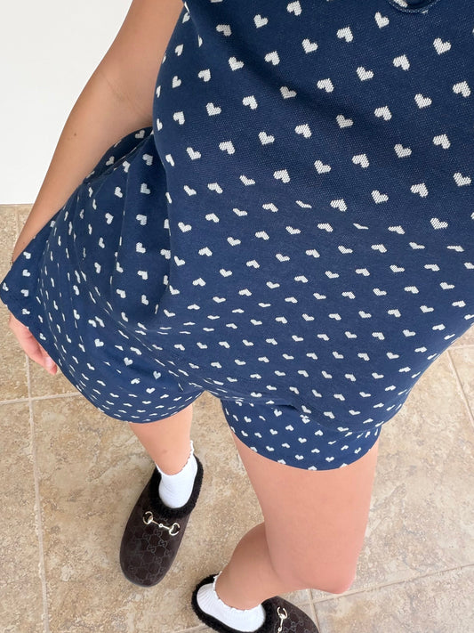 The Lake Shore short - Navy Hearts
