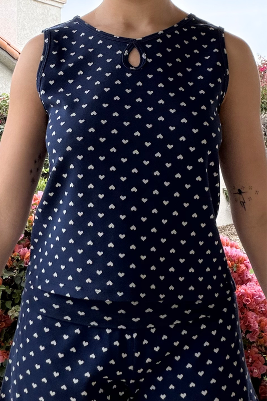 The Lake Shore tank - Navy Hearts